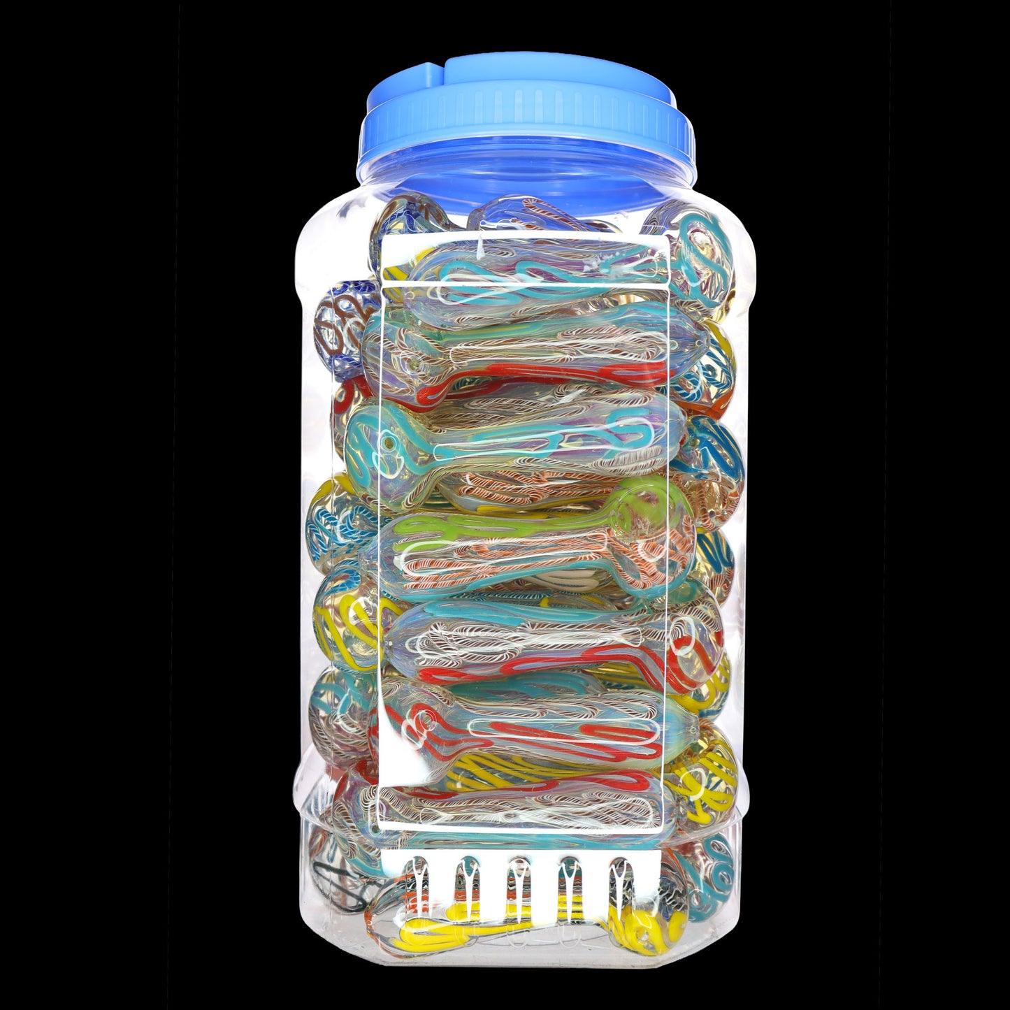 50 PCS – JAR #97 Assorted Color Looped-Ribbon Glass Hand Pipes – Wholesale