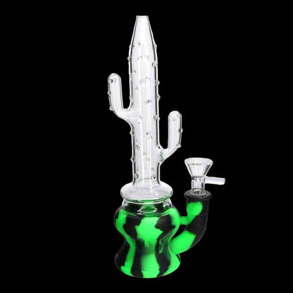Cactus Silicone Bong with Glass Top – Hybrid Novelty Water Pipe