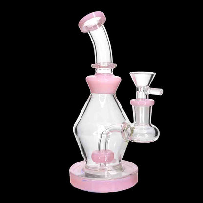 7" Color Accent Diamond Shaped Glass Bong with Perc – Wholesale Compact Water Pipe
