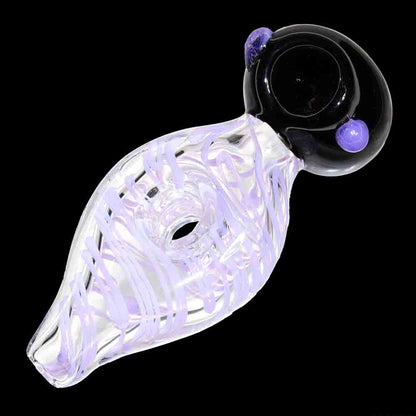 5" Glass Hand Pipe with Black Bowl & Pastel Linework – Premium Spoon Pipe