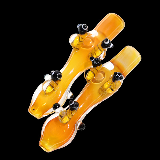 Honey Bee Glass Chillums with Raised Bee Details – Wholesale