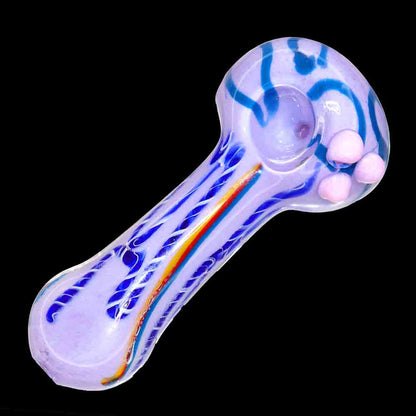 5" Handcrafted Glass Spoon Pipe – Pastel Swirl Design with Dot Accents