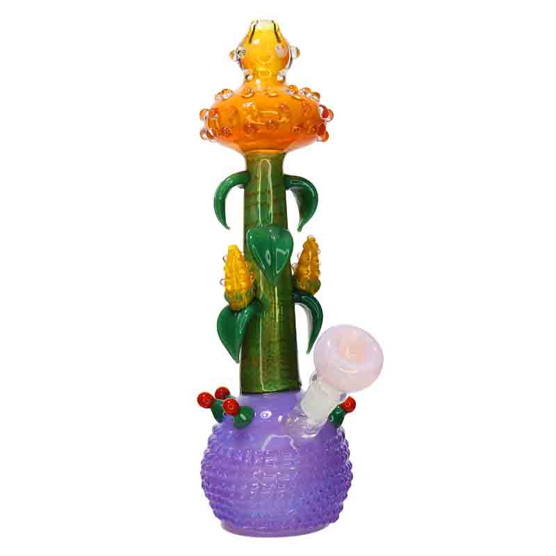 🌽🍄 Corn Field Fancy Glass Bubbler – Handcrafted Novelty Water Pipe