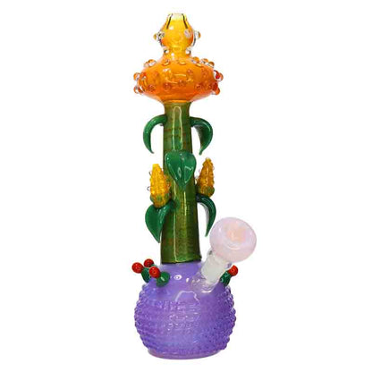 🌽🍄 Corn Field Fancy Glass Bubbler – Handcrafted Novelty Water Pipe