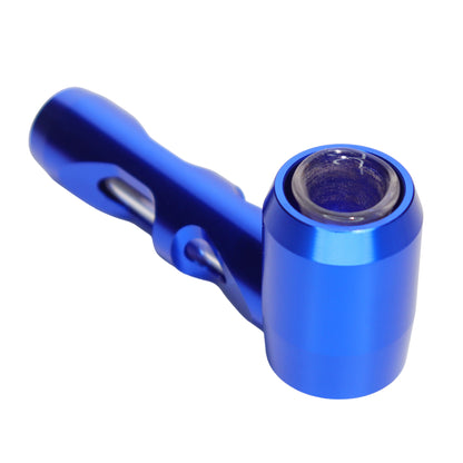 Vented Metal Hand Pipe with Glass Bowl – Assorted Colors Wholesale