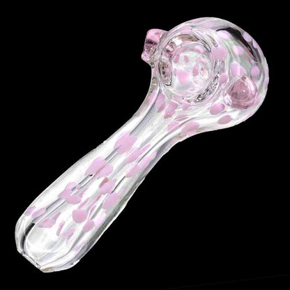 4.5" Polka Dot Glass Hand Pipe – Compact Spoon Pipe with Textured Grip