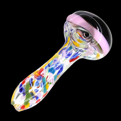 4.5" Multicolor Frit Glass Hand Pipe – Thick Spoon Pipe with Color Accents