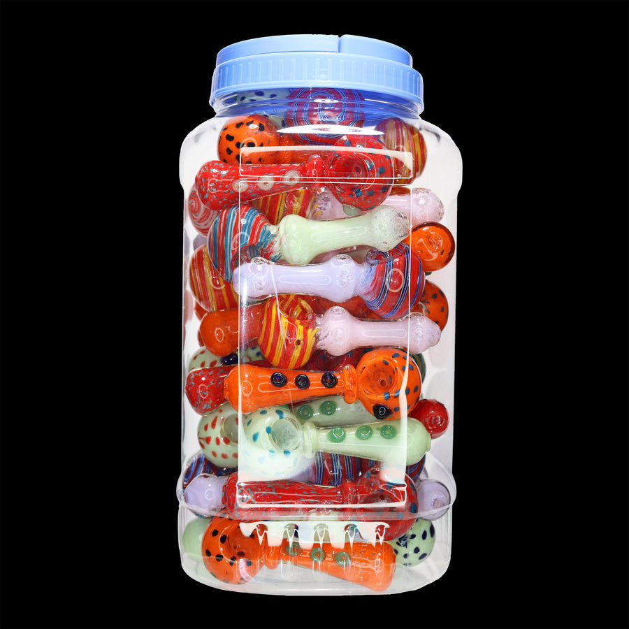 4.5 Inch Glass Hand Pipe Spoon Jar #44, 55-Piece