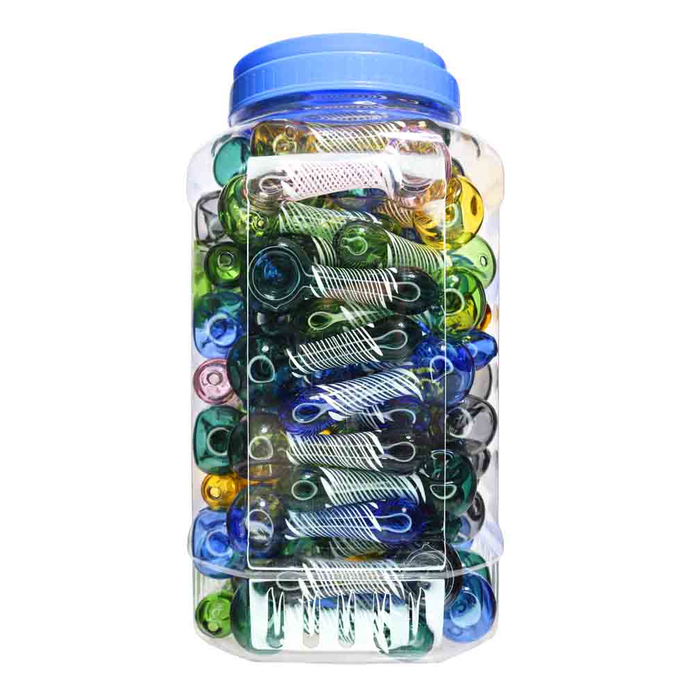 80 pcs – NEW JAR #9 Glass Hand Pipe (4 inches) Spoon $2.35 each BIG