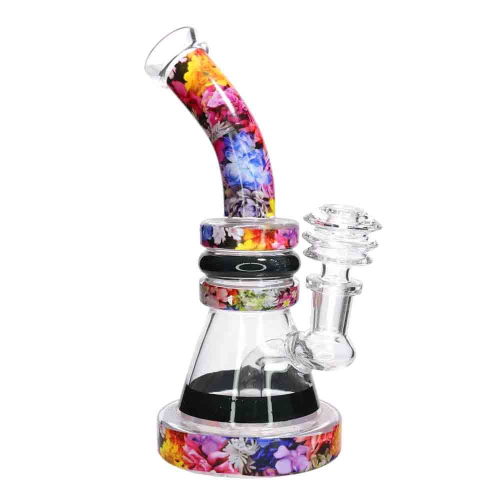 🌈 Pattern Wrap Mini Beaker Water Pipe – 7 Inch | Printed Design Compact Bong