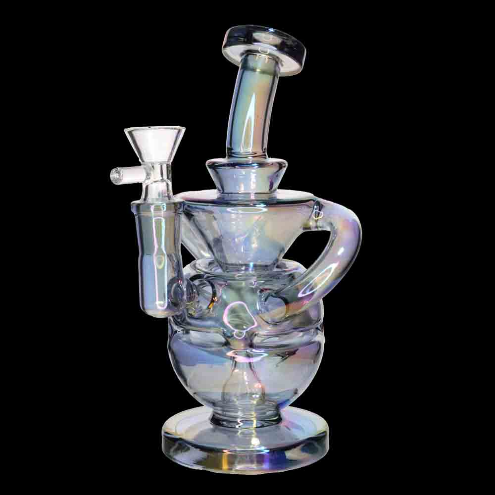 9" Iridescent Recycler Water Pipe | Heavy Glass Design Wholesale Smoke Shop