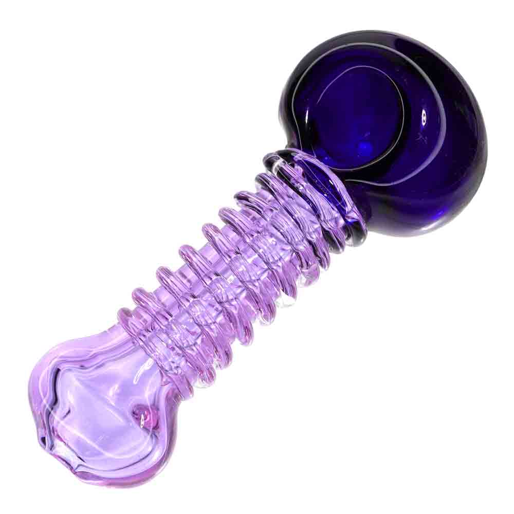 5" Glass Hand Pipe with Ribbed Grip & Black Bowl – Premium Spoon Pipe