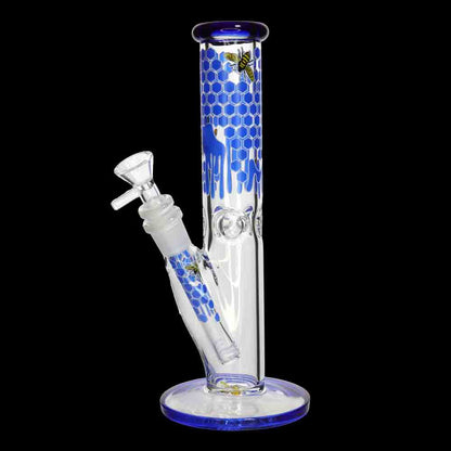 10" Straight Honeycomb Water Pipe | 5mm Thick | Bee & Honey Drip Design | Wholesale
