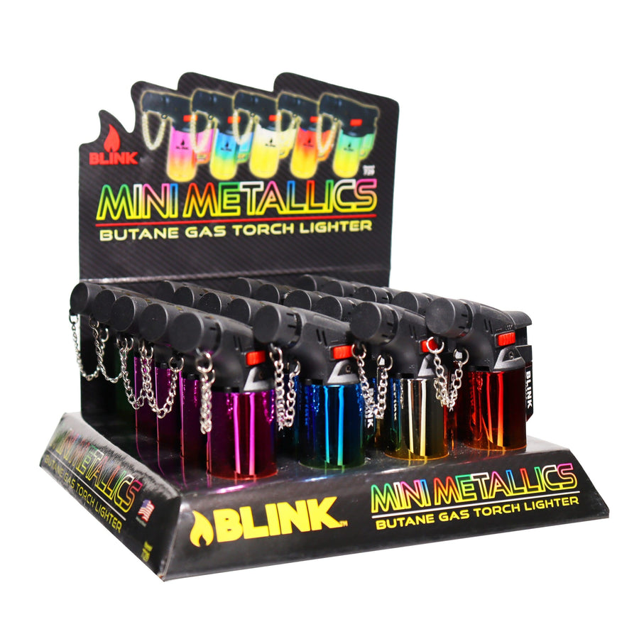 Mini Metallic Torch Butane Lighter Blink-729, 20-Piece
