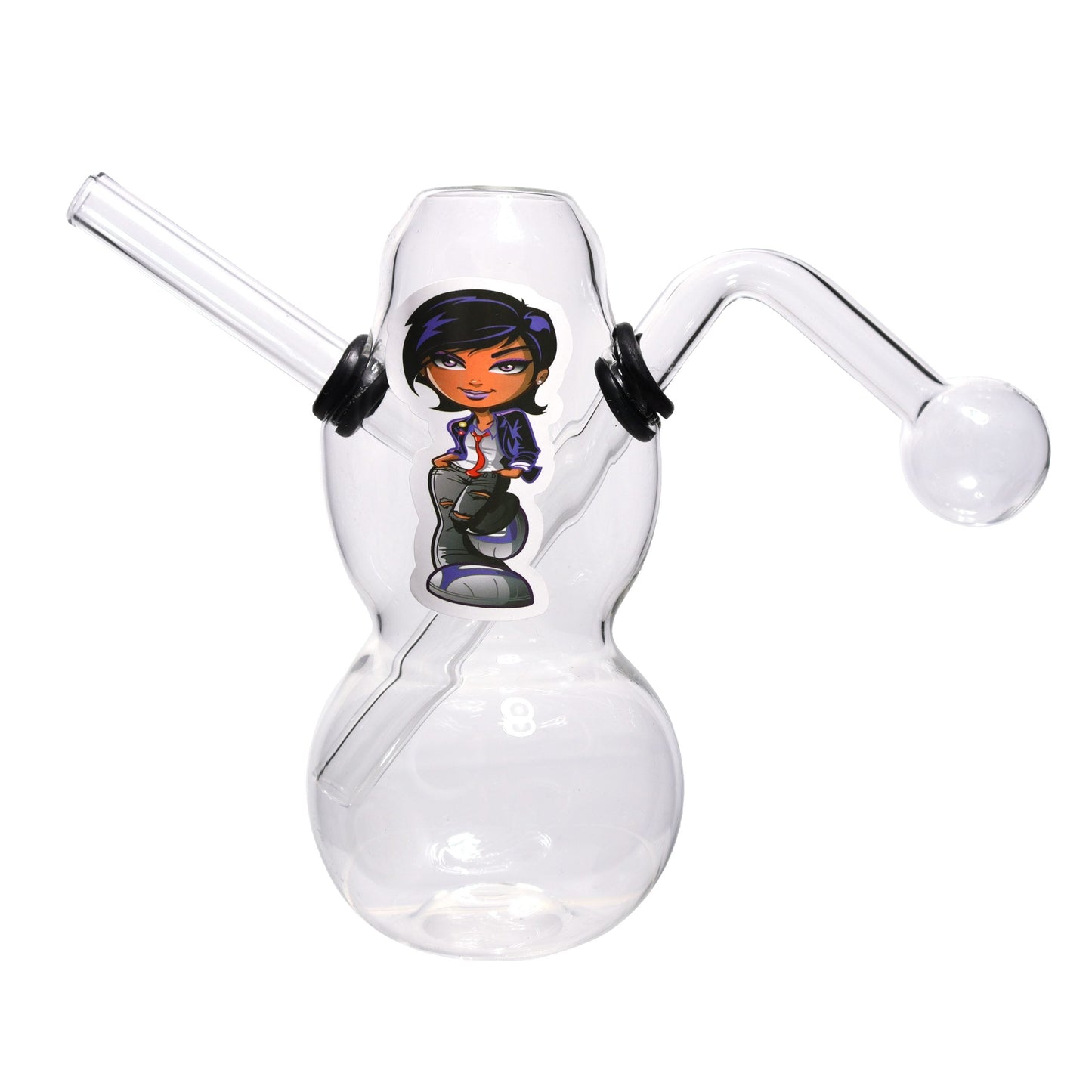 6 In - Curvy Glass Clear Oil Burner Multi-Stickers