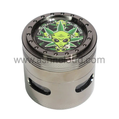 2’’ 55mm Chromium Crusher Alien 4-Piece Herb Grinder Display (6-Pack) - 70418