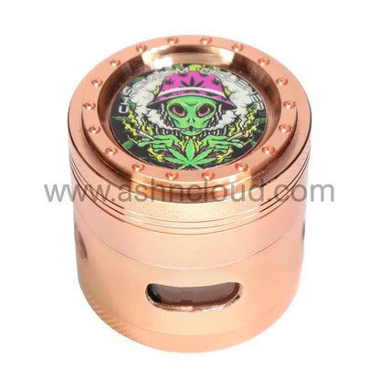 2’’ 55mm Chromium Crusher Alien 4-Piece Herb Grinder Display (6-Pack) - 70418