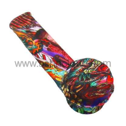 3 In - Metal Bowl Silicone Hand Pipe Multicolor Character Style B Single/Display