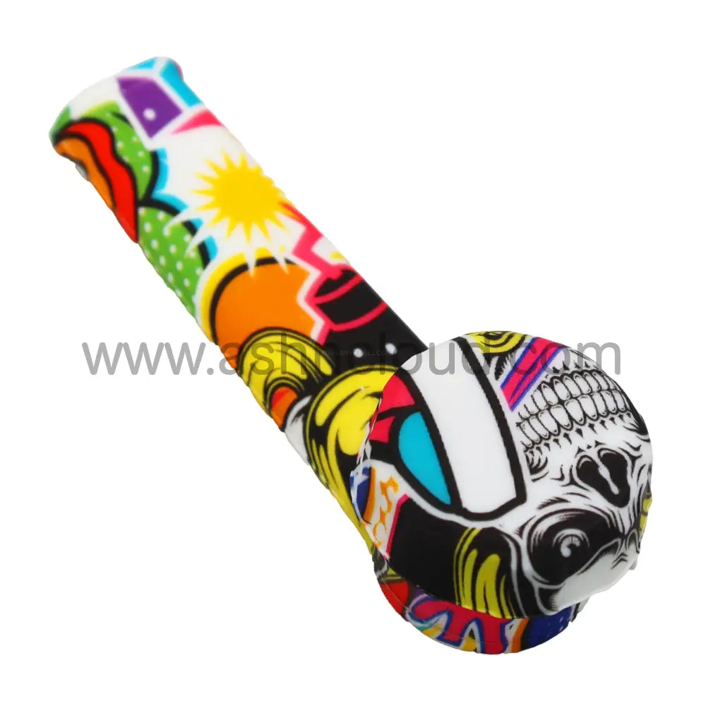 3 In - Metal Bowl Silicone Hand Pipe Multicolor Character Style B Single/Display