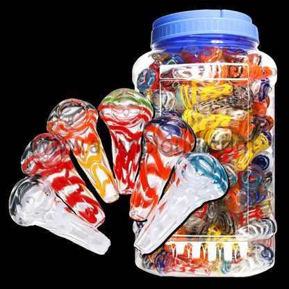 200 pcs – NEW 2025 JAR #4 Glass Hand Pipe (2.5 inches) Spoon $1.30