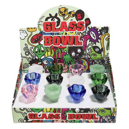8 PCS - BOX Glass Multicolor Flower Box 14 mm $2.75 each