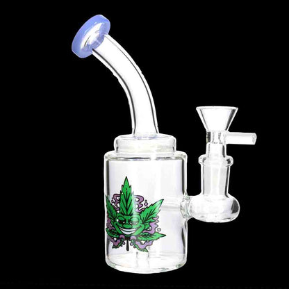 8" Compact Graphic Glass Bong with Internal Perc – Wholesale Water Pipe