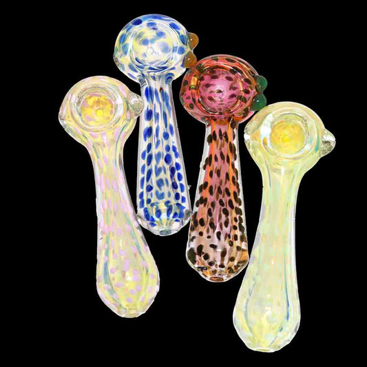5 in - Polka Dots Fumed Glass Spoon Pipe
