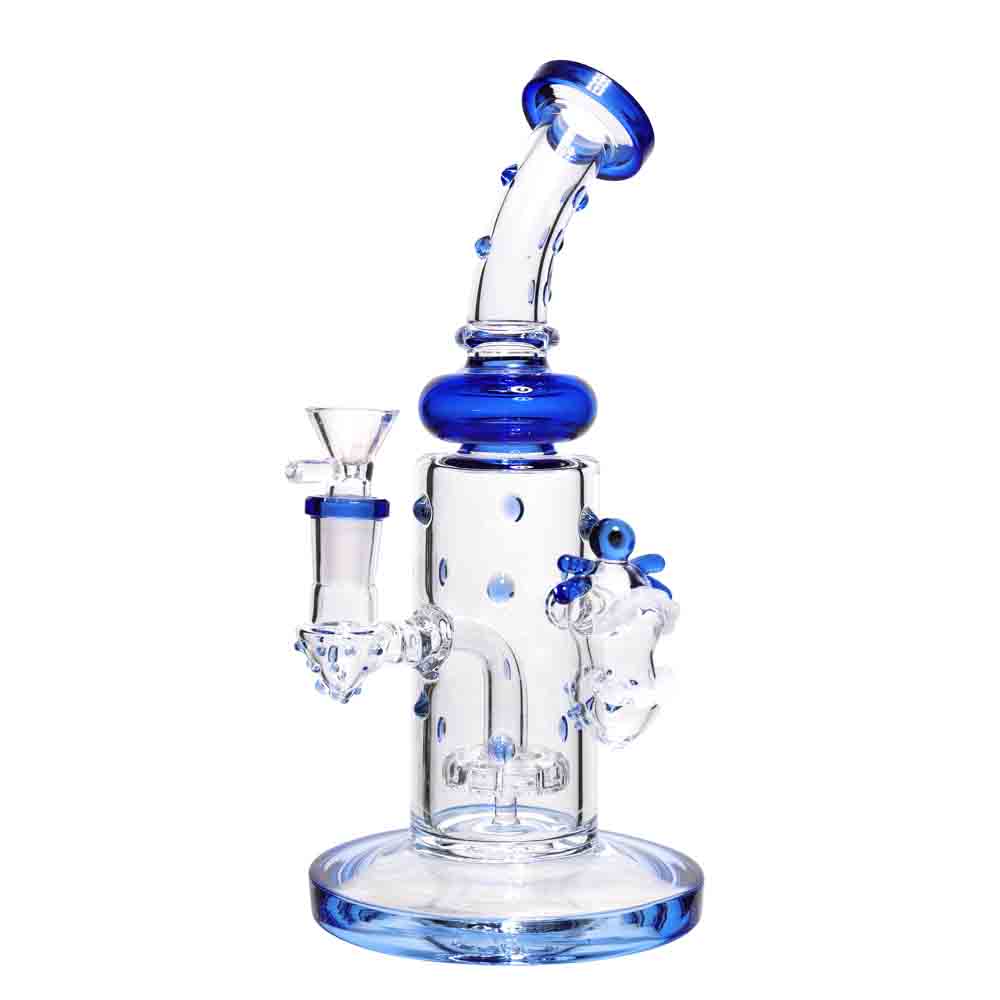 10 in - Monster Face Side Dots Glass Water Pipe Bong