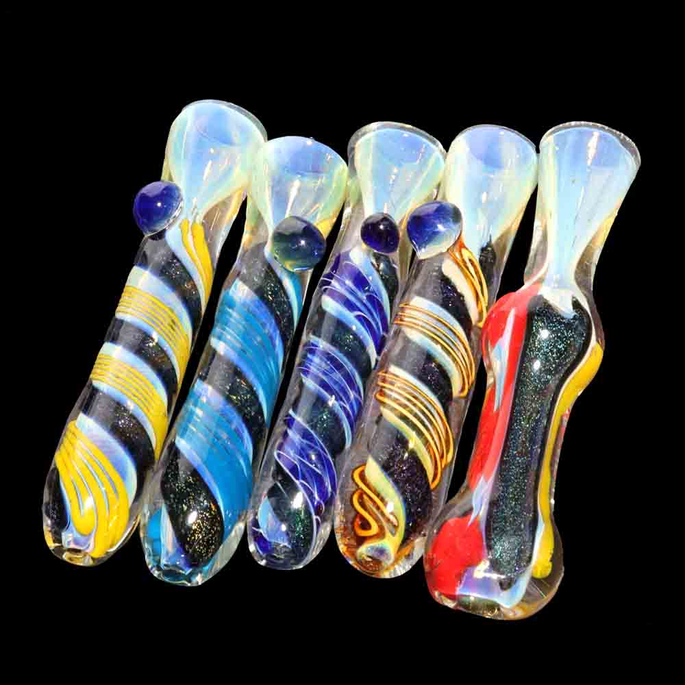 36-Piece Dicro Glass Chillum Jar #03 – Heavy Dichroic One-Hitters $2.95 each | Wholesale Display