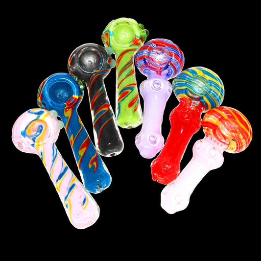 5 in - Multidesign Colorful Mix Color Hand Pipe Glass