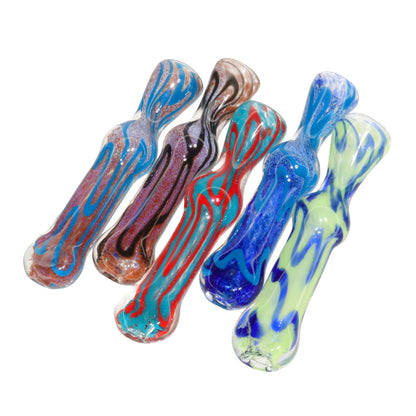 32 PCS – Multicolor Wavy Design Glass Hand Pipes in Display Jar – Wholesale