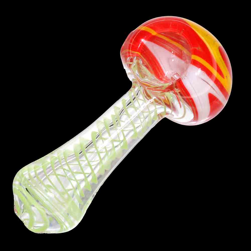 5" Reverse Head Glass Hand Pipe with Linework Body – Premium Spoon Pipe