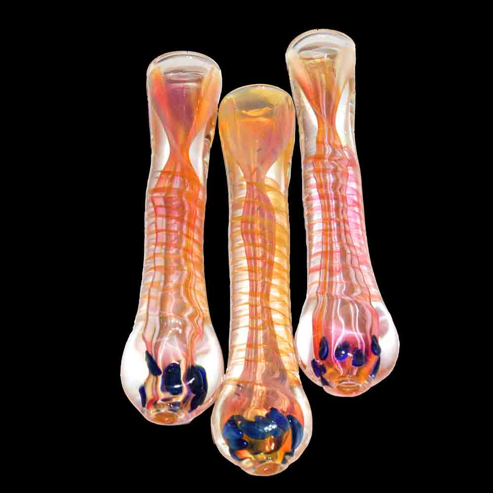 36 pcs - Iridescent Glass Chillum Jar #01 – Handcrafted One-Hitters $2.75 each | Wholesale Display