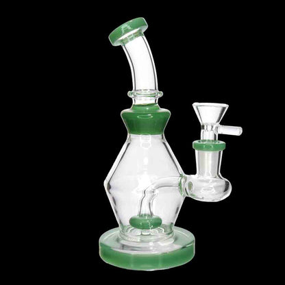 7" Color Accent Diamond Shaped Glass Bong with Perc – Wholesale Compact Water Pipe