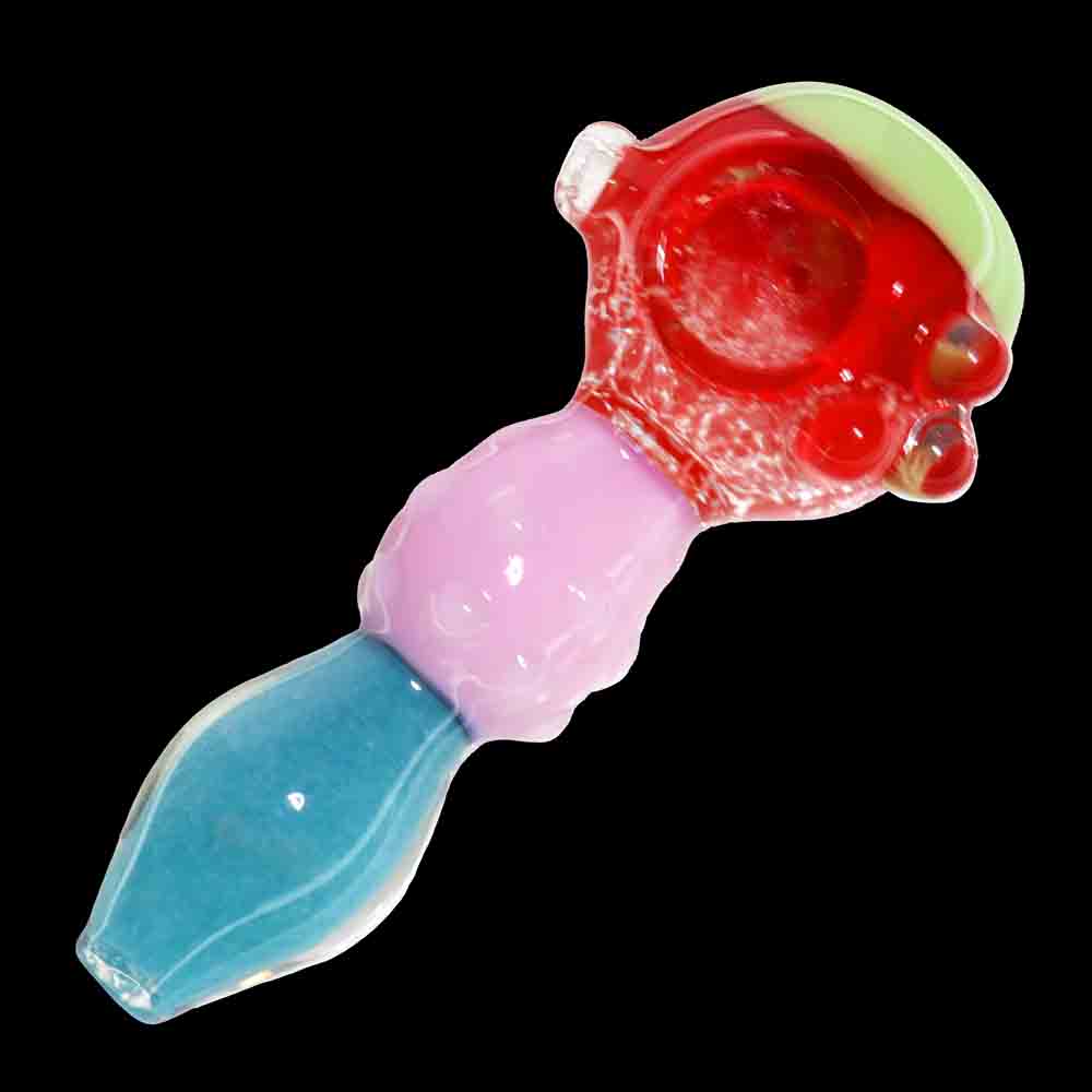 5" Textured Novelty Glass Hand Pipe – Colorful Spoon Pipe with Bubble Grip Design