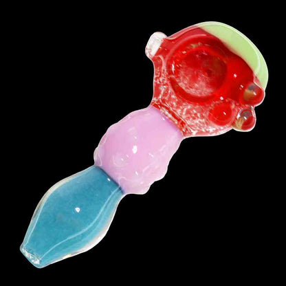 5" Textured Novelty Glass Hand Pipe – Colorful Spoon Pipe with Bubble Grip Design