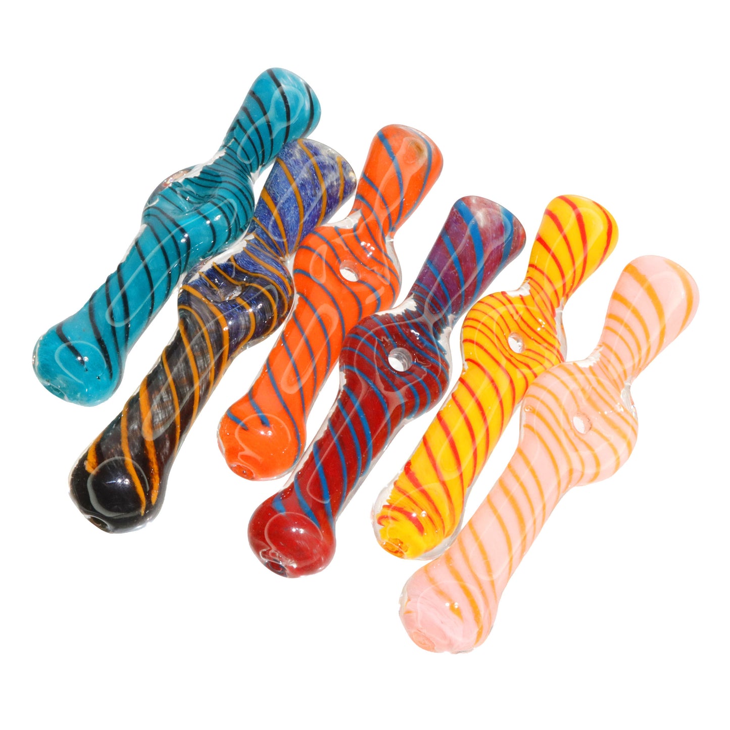 27 PCS – Assorted Color Spiral Glass Spoon Pipes in Display Jar – Wholesale