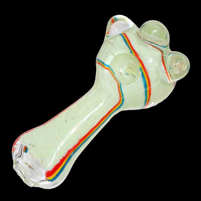5" Slime Color Glass Hand Pipe with Rainbow Accents – Spoon Pipe