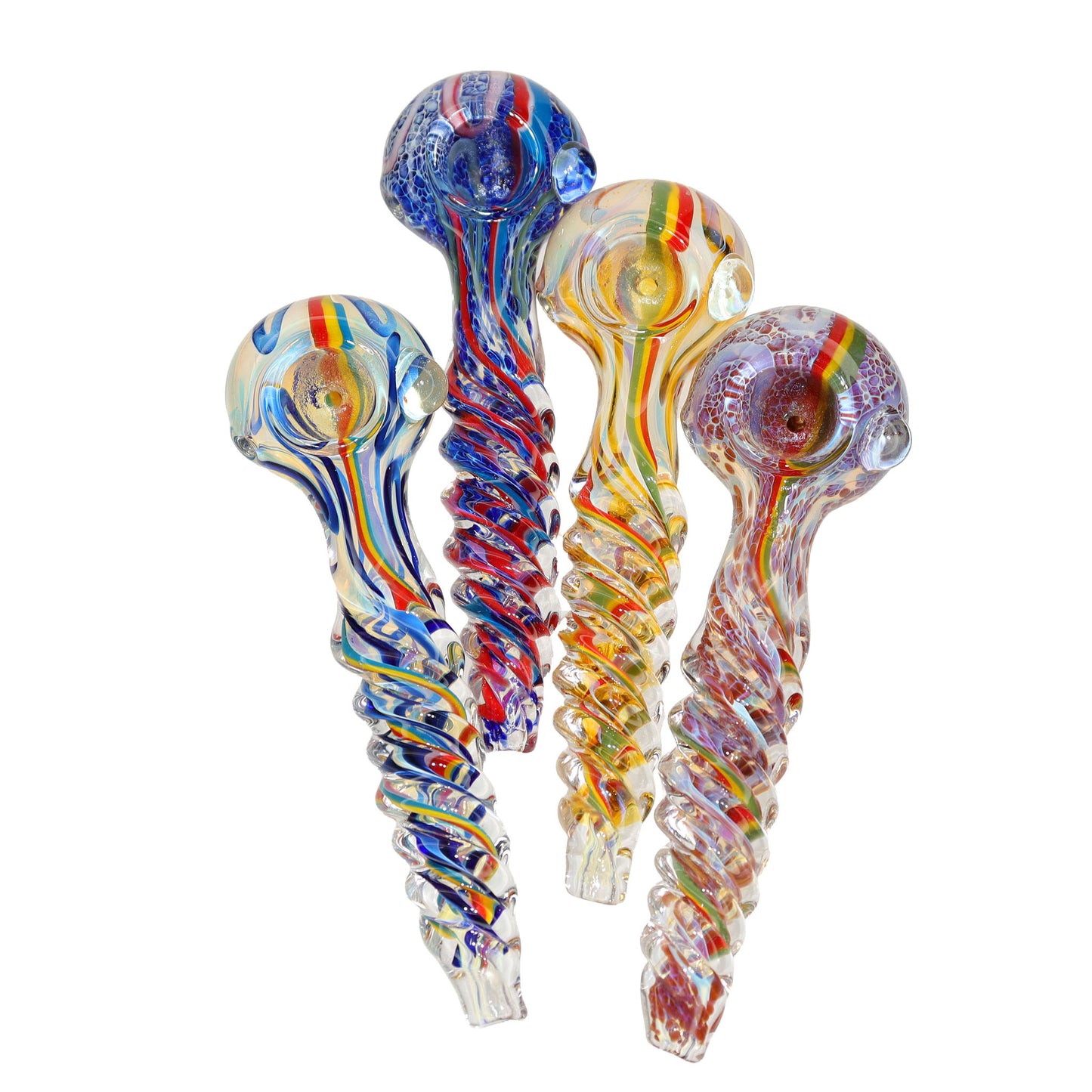 47 PCS – JAR #91 Assorted Color Spiral-Twist Glass Hand Pipes – Wholesale