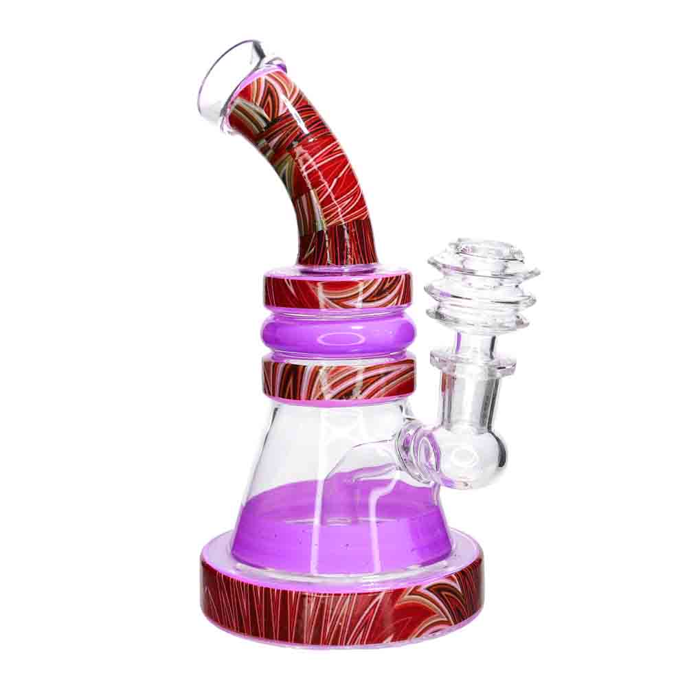 🎨 Marble Accent Mini Beaker Water Pipe – 7 Inch | Color Ring Compact Bong
