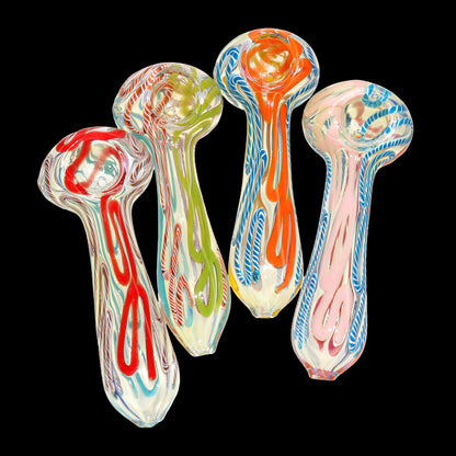 50 PCS – JAR #97 Assorted Color Looped-Ribbon Glass Hand Pipes – Wholesale