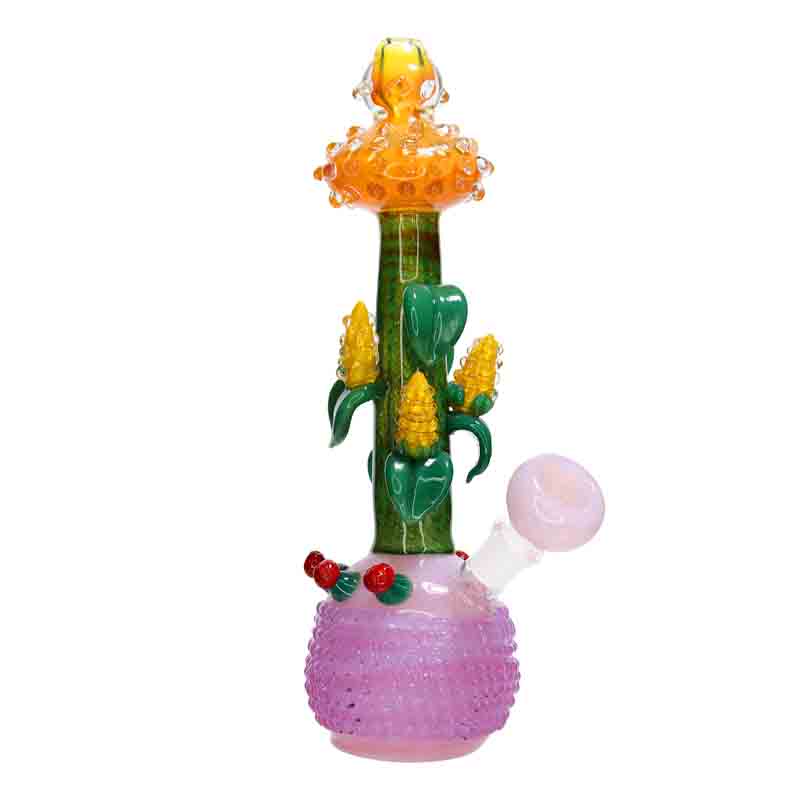 🌽🍄 Corn Field Fancy Glass Bubbler – Handcrafted Novelty Water Pipe