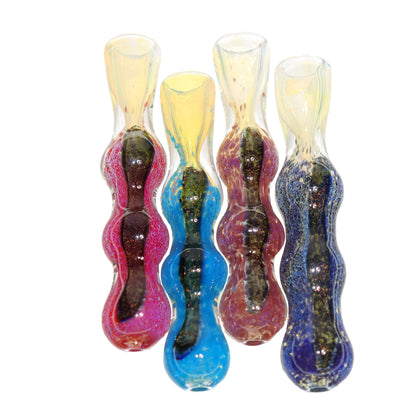 35 PCS – JAR #21 Assorted Color Wavy Glass Chillums – Wholesale