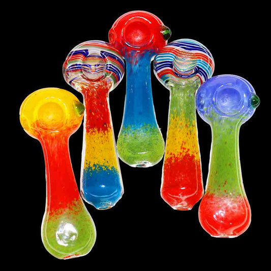 5 in - Rasta Heavy Glass Hand Pipe Spoon