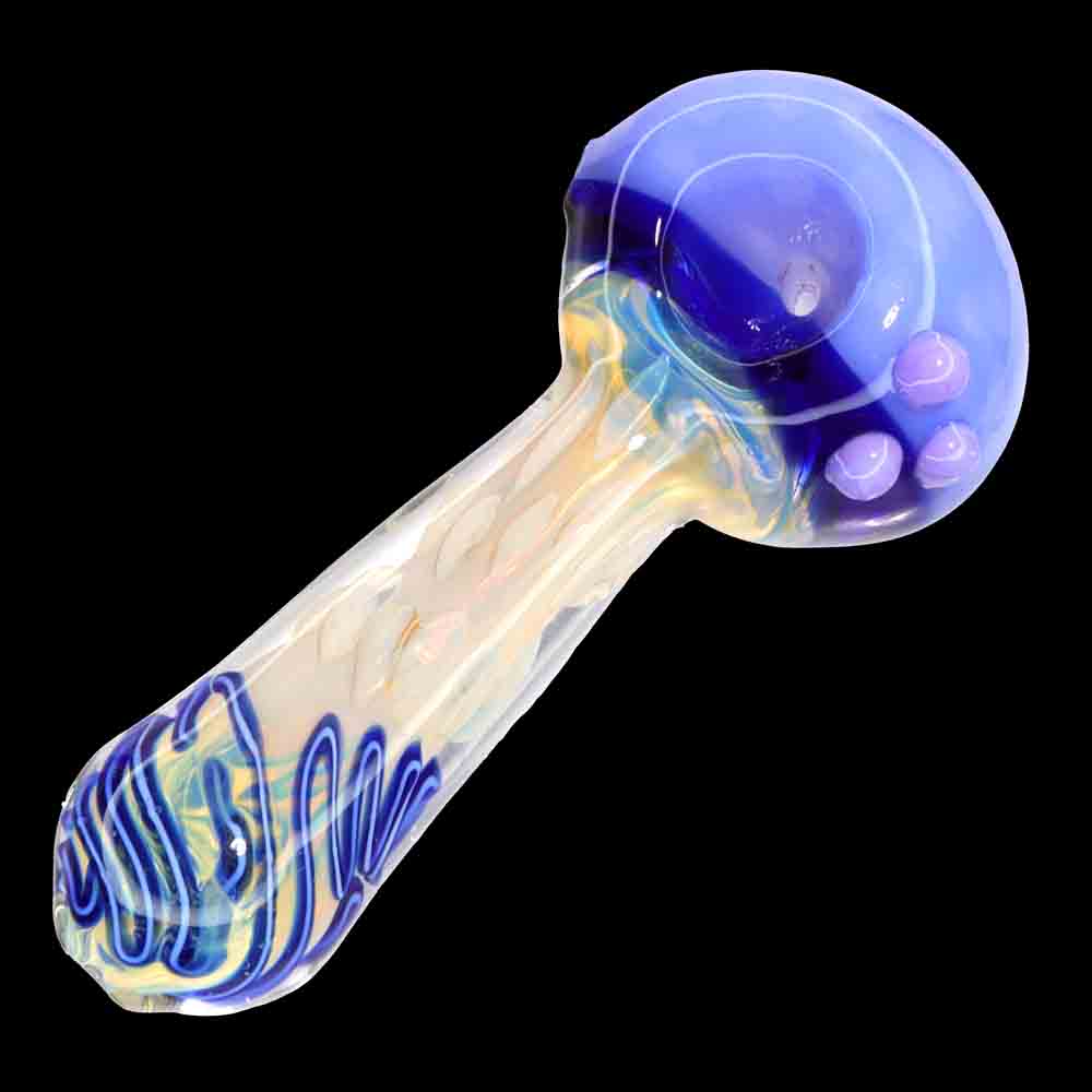 5.5" Fumed Glass Hand Pipe – Slime Color Head Spoon Pipe with Color-Changing Finish