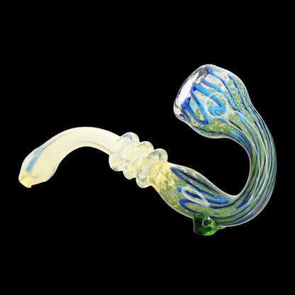 Curved Sherlock Glass Hand Pipe with Frit Design – Assorted Colors Wholesale