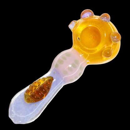 5" Novelty Marble Glass Hand Pipe – Colorful Accent Spoon Pipe with Raised Details