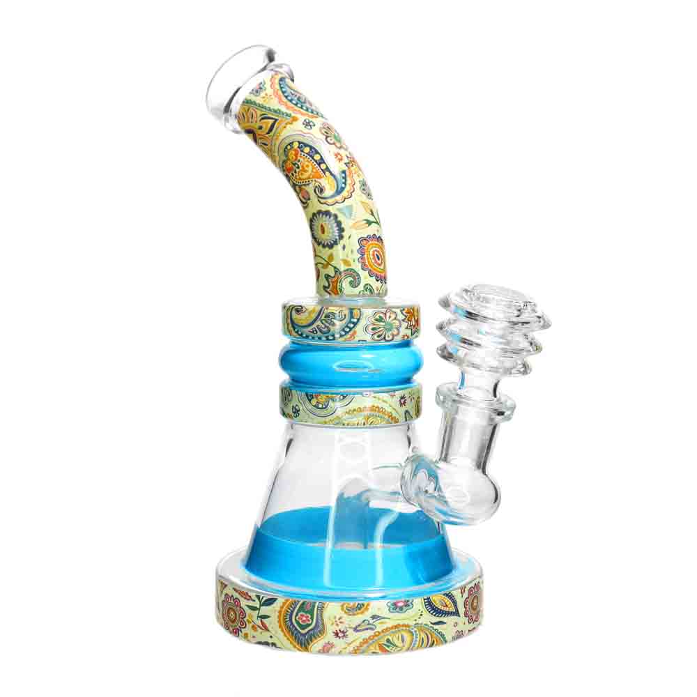 🌈 Pattern Wrap Mini Beaker Water Pipe – 7 Inch | Printed Design Compact Bong