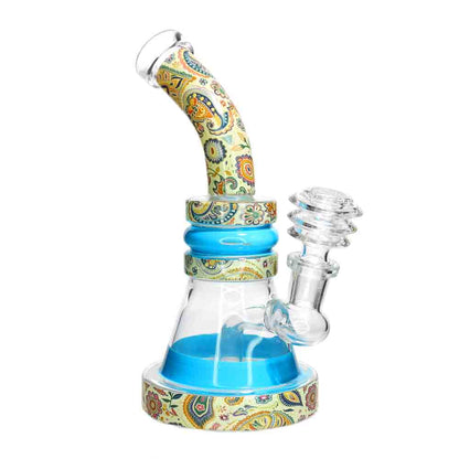 🌈 Pattern Wrap Mini Beaker Water Pipe – 7 Inch | Printed Design Compact Bong