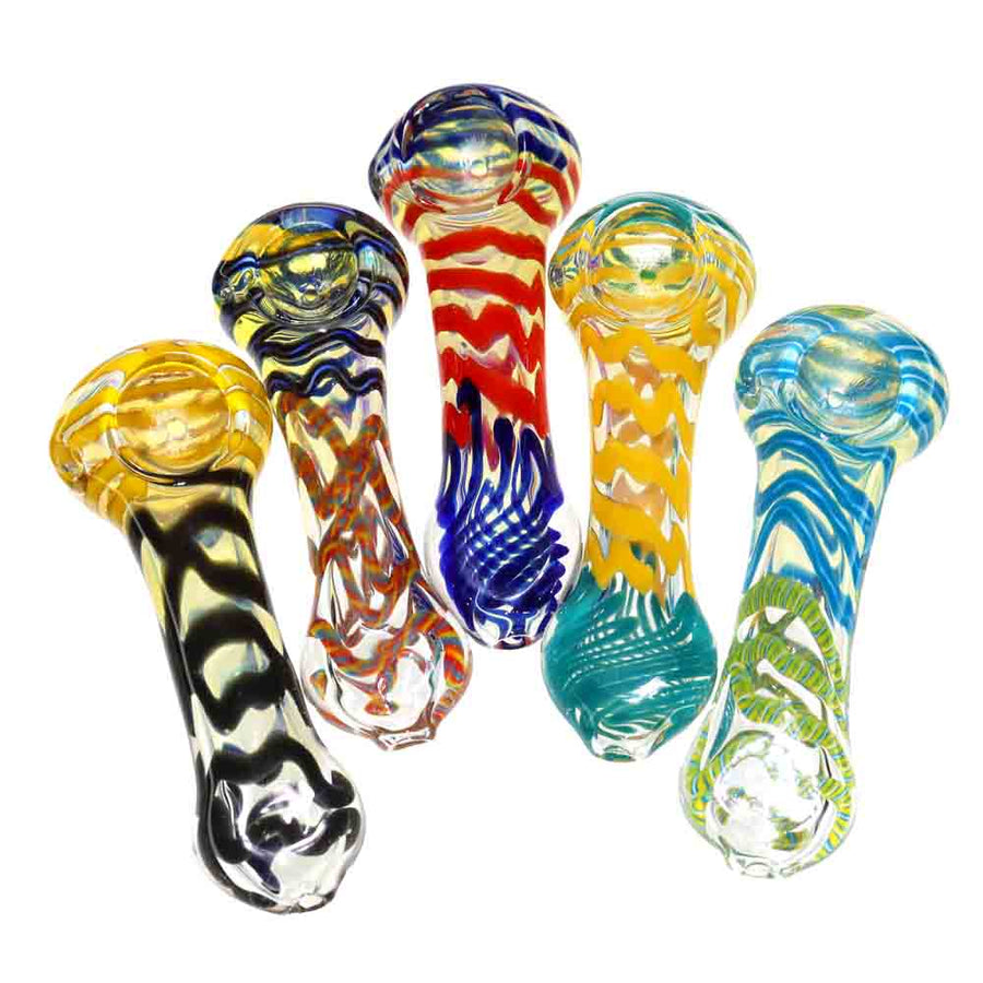 4.5 Inch Twisted Multicolor Glass Hand Pipe, Bulk